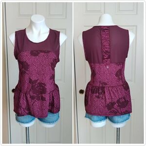American Eagle Outfitters Live Your Life peplum floral mesh athletic tank